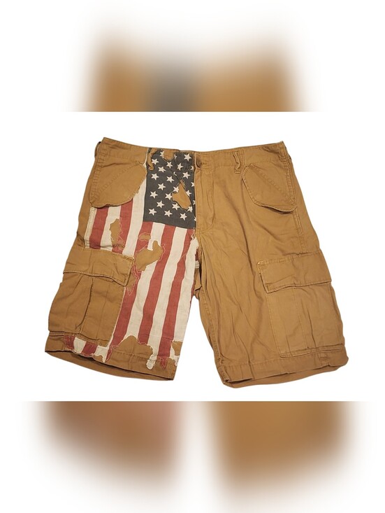 Denim & Supply Ralph Lauren Other - Vintage Denim & Supply Ralph Lauren Cargo Shorts Distressed USA Flag Size 34